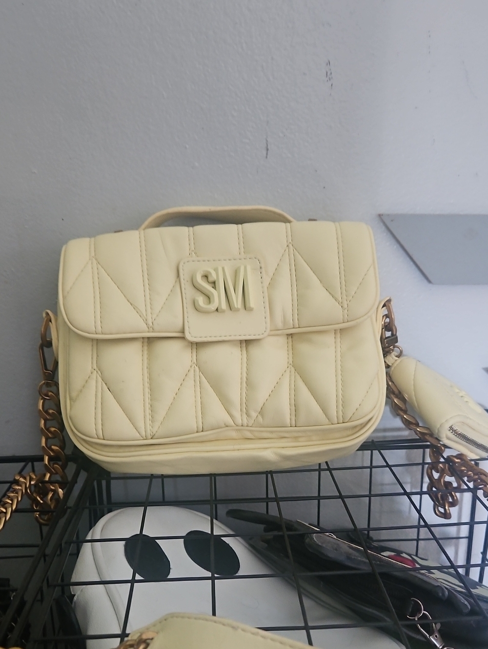 Steve Madden Quilted Cream Crossbody Bag
